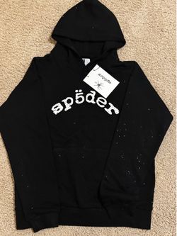 Sp5der Black VVS RhinestoneHoodieSize Small