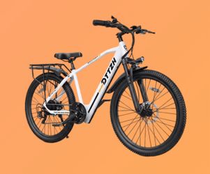 New! white DTTZH SD26 Electric Mountain Bike for Adults 26" step Over Commuting Ebike