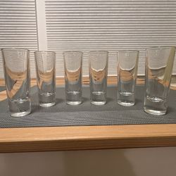 Set Of Six (6) Tall Shot Glasses (Shooter Glasses)