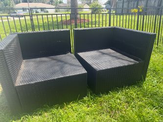 Wicker Outdoor Sectional Chairs Set of 2