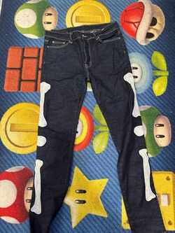 MNML Dark Wash Jeans with Bone Appliqués