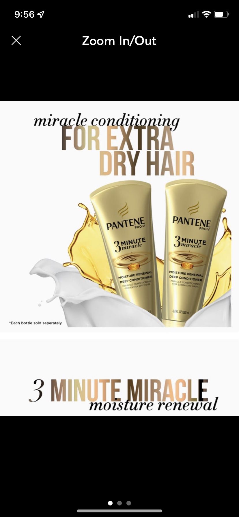2 Pantene Pro V 3 Minute Miracle DAILY MOISTURE RENEWAL Dry Hair Conditioner 8oz