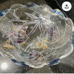 Mikasa Savoir Vivre, Key Largo Tropical Fish Stained Glass Oval Bowl Dish