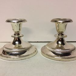 Vintage English Silver Plated Candlestick Holders