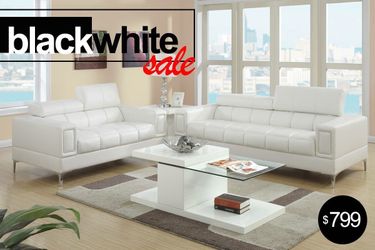 new sofa and loveseat set black or white faux leather chrome legs