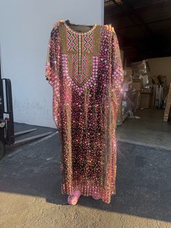 Embroidered Sequin Kaftan Maxi Dress