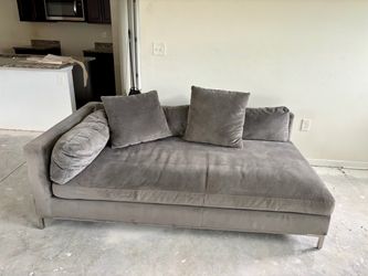 Free Gray Velvet Chaise Lounge with Pillows