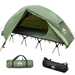 Camping Cot Tent - Waterproof 1-Person Off-Ground Combo Cot Bed for Adults Portable Easy Set-up Tent