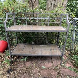 Metal Stand With Ceramic Shelves