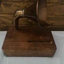Vintage Wood Smartphone Sound Amplifier Dock Gramophone Horn Speaker 5.25x7.5x7