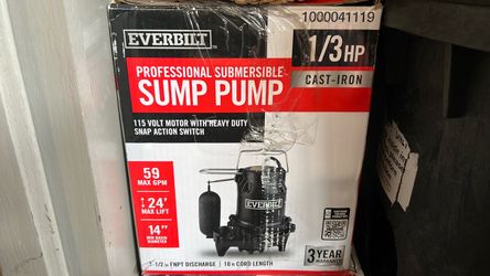 Everbilt 1/3 HP Cast-Iron Submersible Sump Pump