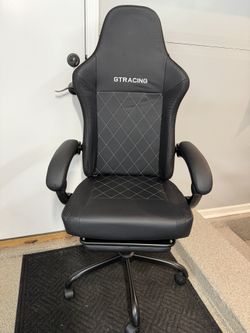 Brand New Black Tall Back Reclining Gaming Chair w/LED Lights, Slide Out Footrest & Massaging Lumbar