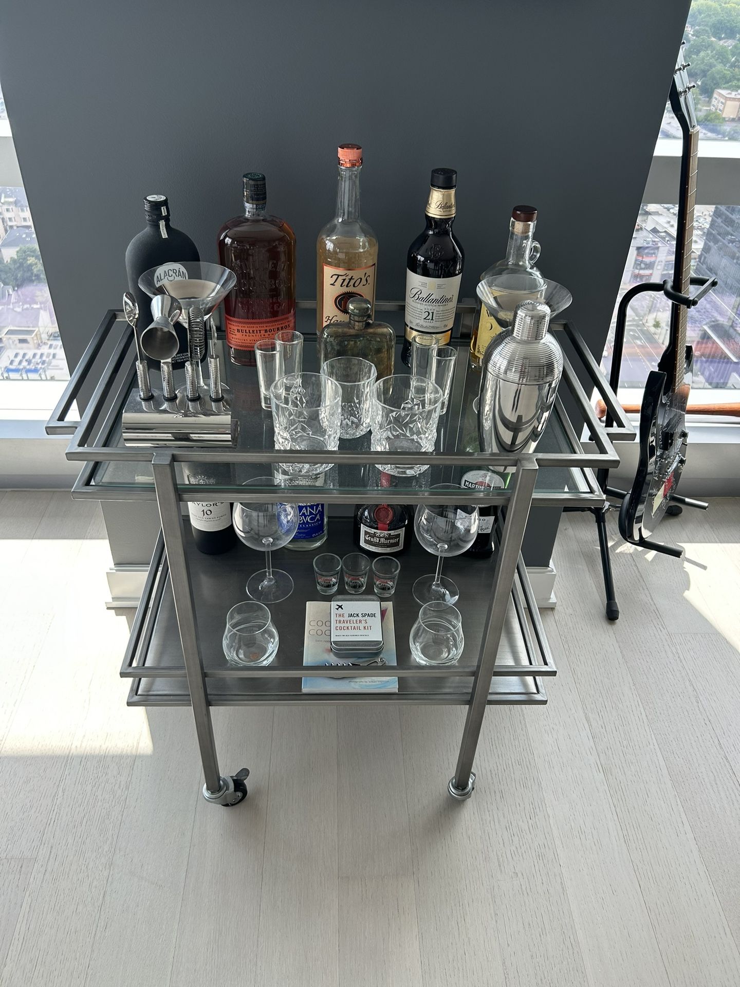 West Elm Bellhop Bar Cart, Antique Pewter