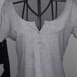 Gray Button Up Top