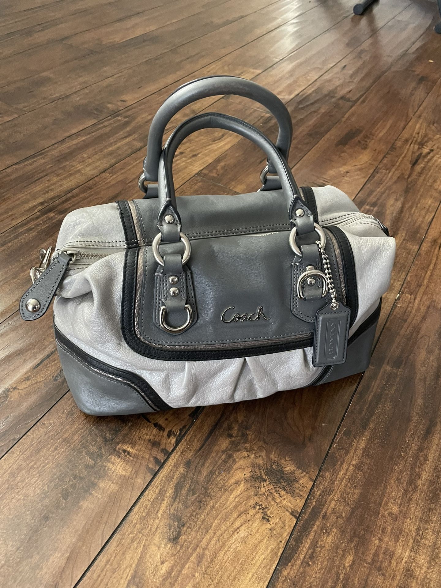 Coach Purse Silver And Dark Grey