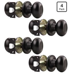 Gobrico 4 Pack Egg Shaped Passage Door Knobs Oil Rubbed Bronze Interior Locksets Oval Style Door Knobs Stainless Steel Door Handles for Hall and Close