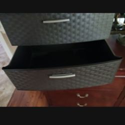 Pair 3 DRAWER WIDE WEAVE STORAGE TOWER 