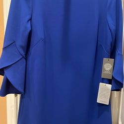Vince Camuto Bell Sleeve Royal Blue Mini Dress Size 4Petite NEW