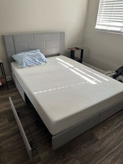 Full size bed frame and mattress