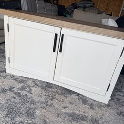 SOLID OAK LEXINGTON ARMOIRE OR TV STAND (W51”D21”H28”)