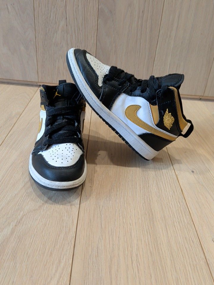 Nike Air Jordan 1 Retro Mid TD Pollen Black White 640735-177 Toddler Size 12C