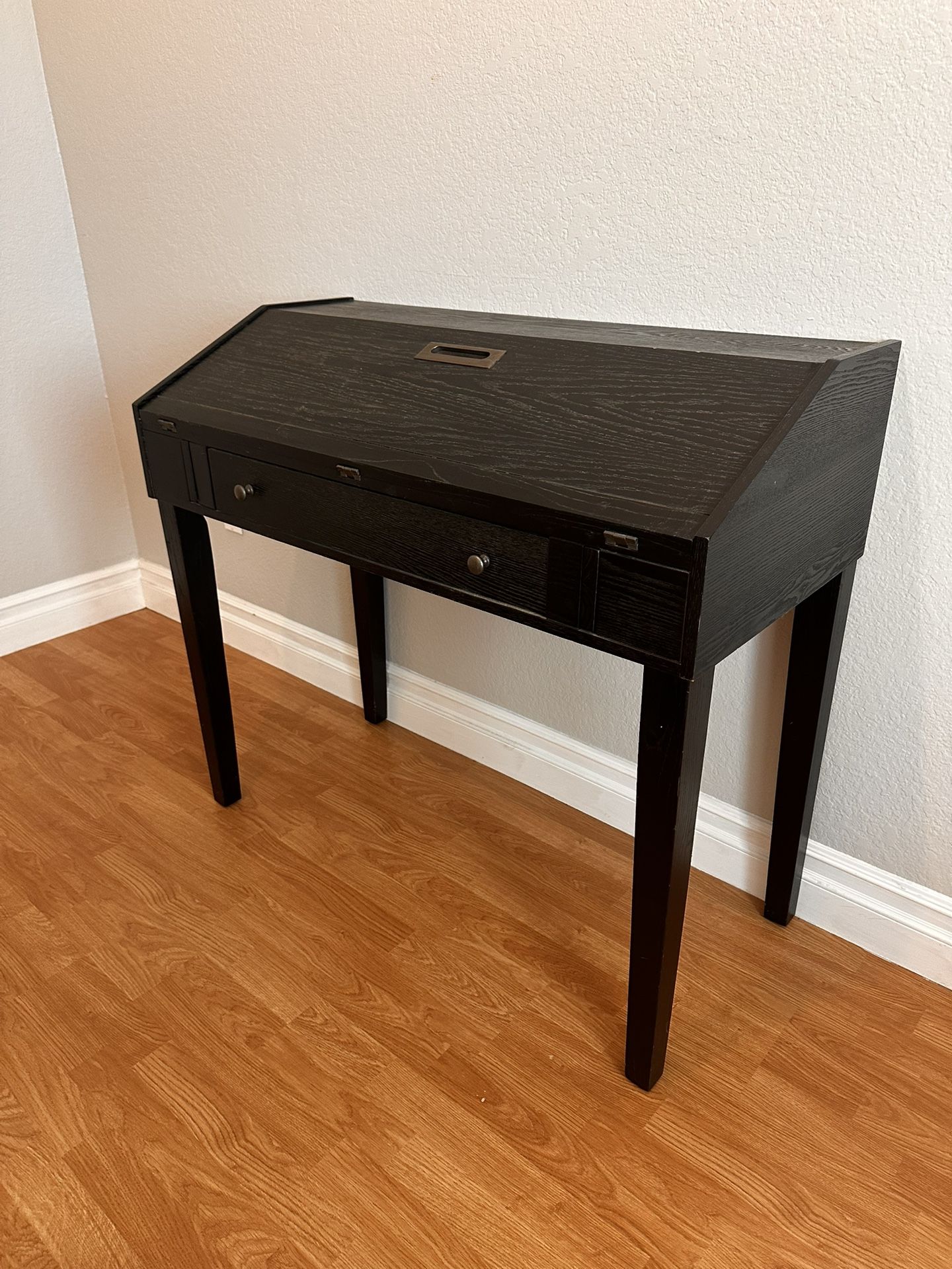 Folding Desk Secretary Cabinet with Storage drawer Black