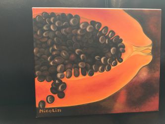 Original signed oil painting - “Papaya” on stretched canvas 10”x12”