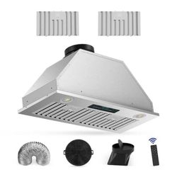 28 inch 900 CFM Convertible Ductless to Ducted Insert Range Hood in Stainless St