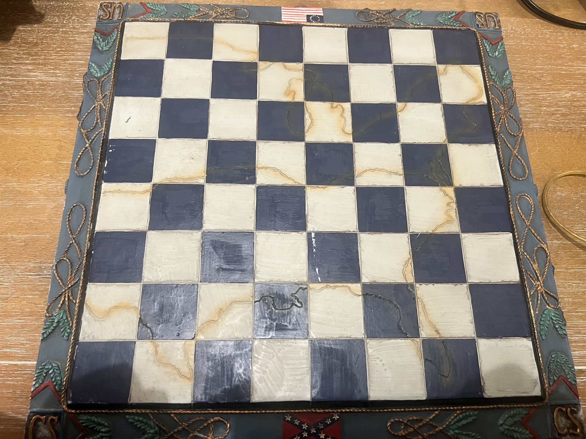 Vintage Civil War Chess Board 