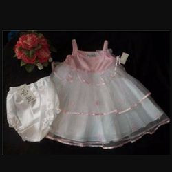 NWT Girls 24M White Tiered Tulle Pink Top Party Wedding Portrait Dress 

