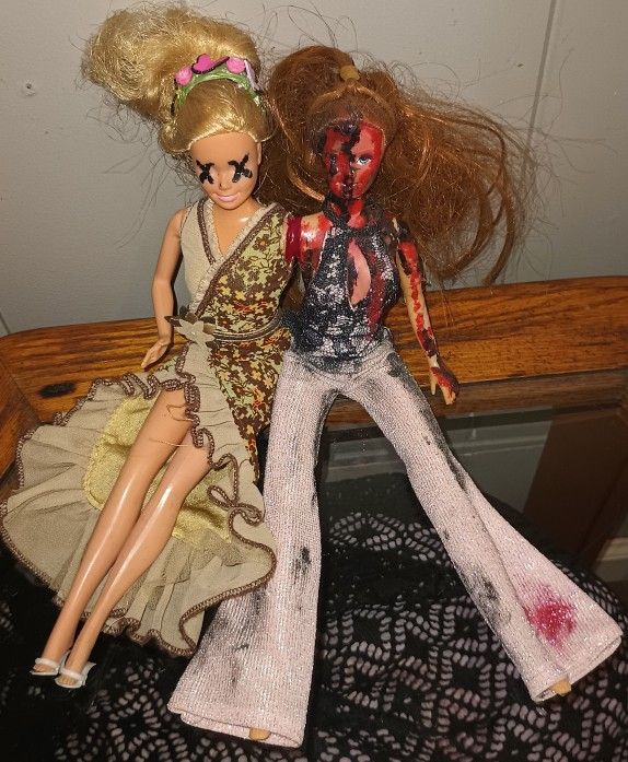 Horror Art Siamese Twin Dolls