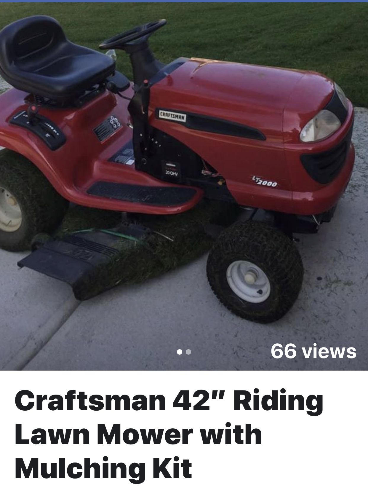 Craftsman 42” Riding Lawn Mower with Mulching Kit