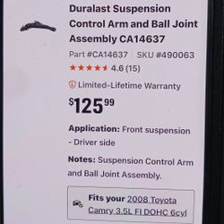 2007 Toyota Camry 3.5 L Side Control Arm