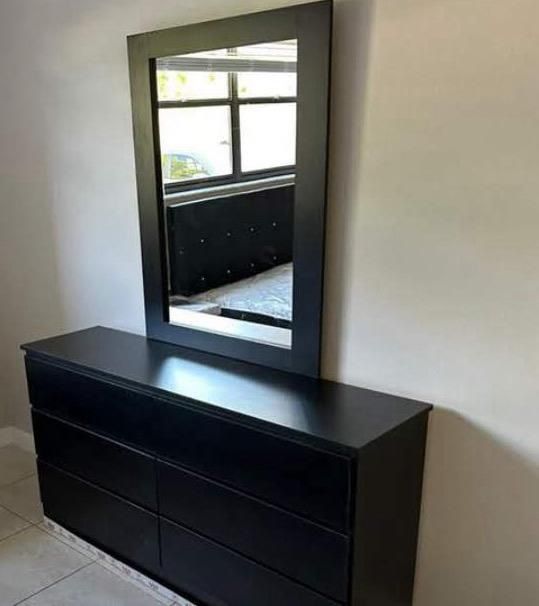 Dresser And Mirror Black New 