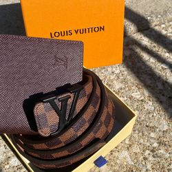 luxury belt and wallet bundle-brown plain