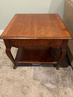 Wood End Table with Drawer and Shelf