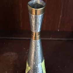 Collectible Pewter Metalware  Vase Single Bud Vase W/gold Trim 5.875”tall Art Deco Style 