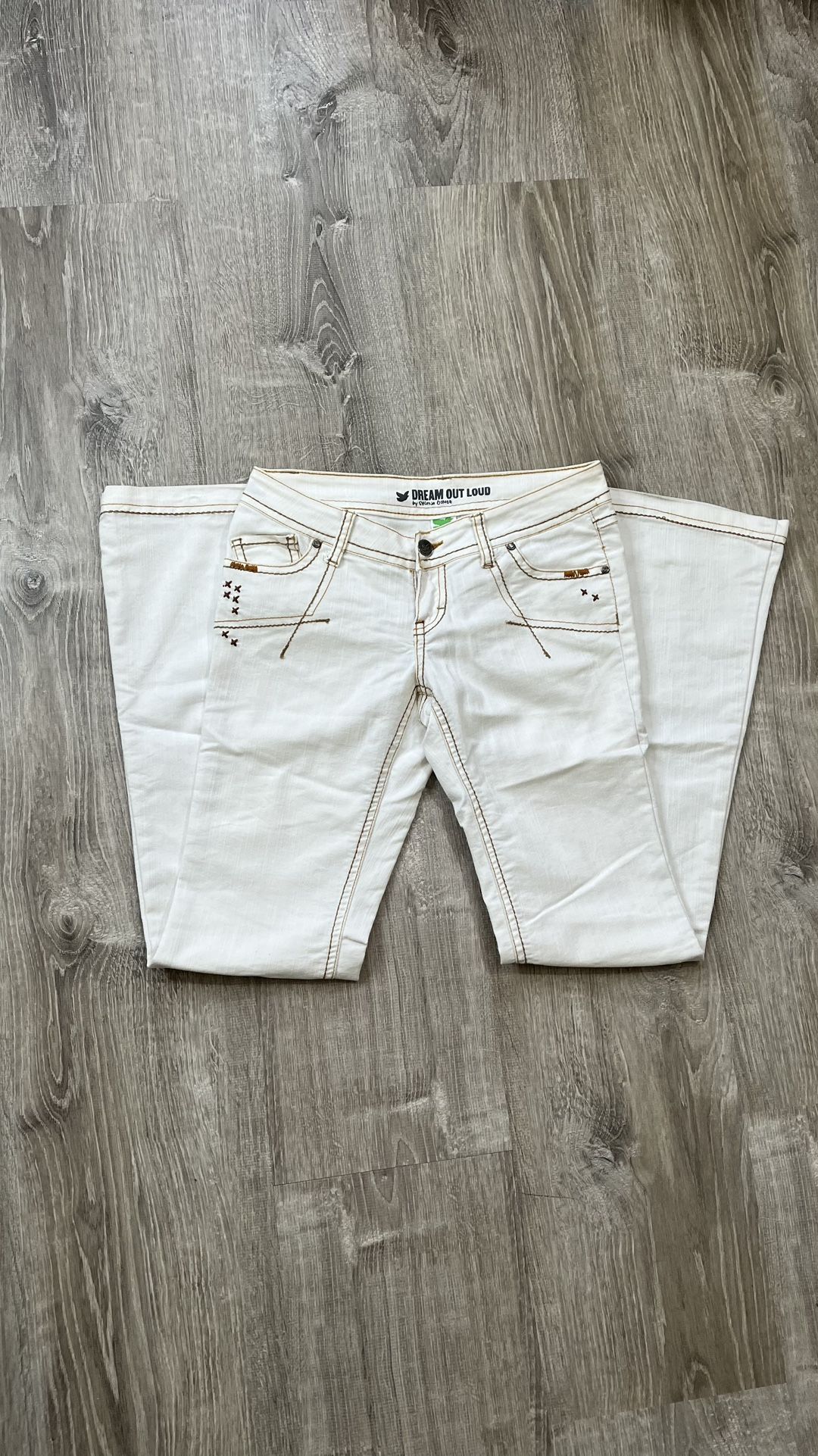 RARE!! Vintage! Dream Out Loud Size 3 White Low Rise Big Flare Bell Bottom Jeans