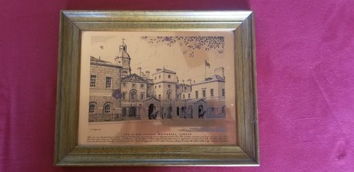Vintage Copper Engraving The Horse Guards, White Hall, London, Wall Hanging In Wood Frame