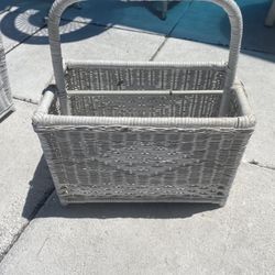 Vintage White  MCM Wicker Magazine/book Holder 