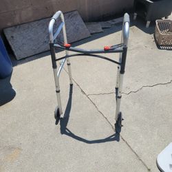 Drive Medical 10210-1 Deluxe Two Button Folding Walker with 5-Inch Wheels