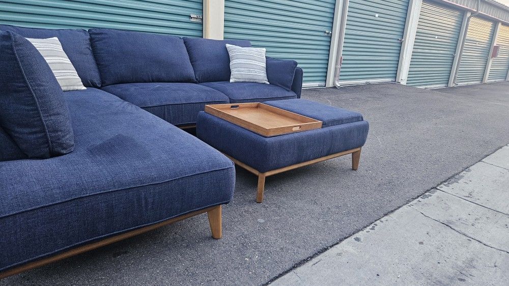 Macy's "Jollene" Blue Sectional Couch with Storage Ottoman ($3K+ Retail Value... 70% OFF!!!)