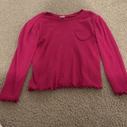 Girls Pink Heart Long Sleeve Top Size 4T