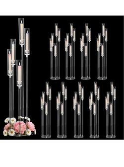 New 10pcs 5 Arm Acrylic Candelabra Centerpieces for Wedding,Floor Candle Holders with Removeshade for Christmas Party Fireplace Valentine's Day candel