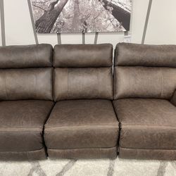 Brown Leather Reclining Sofa