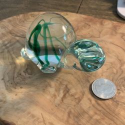 Glass Blown green  Swirl Turtle