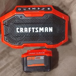 Craftsman Bluetooth Job Site Speaker And 9.0AH Battery No Charger
