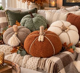 Set of 4 Fabric Pumpkin Decorations
