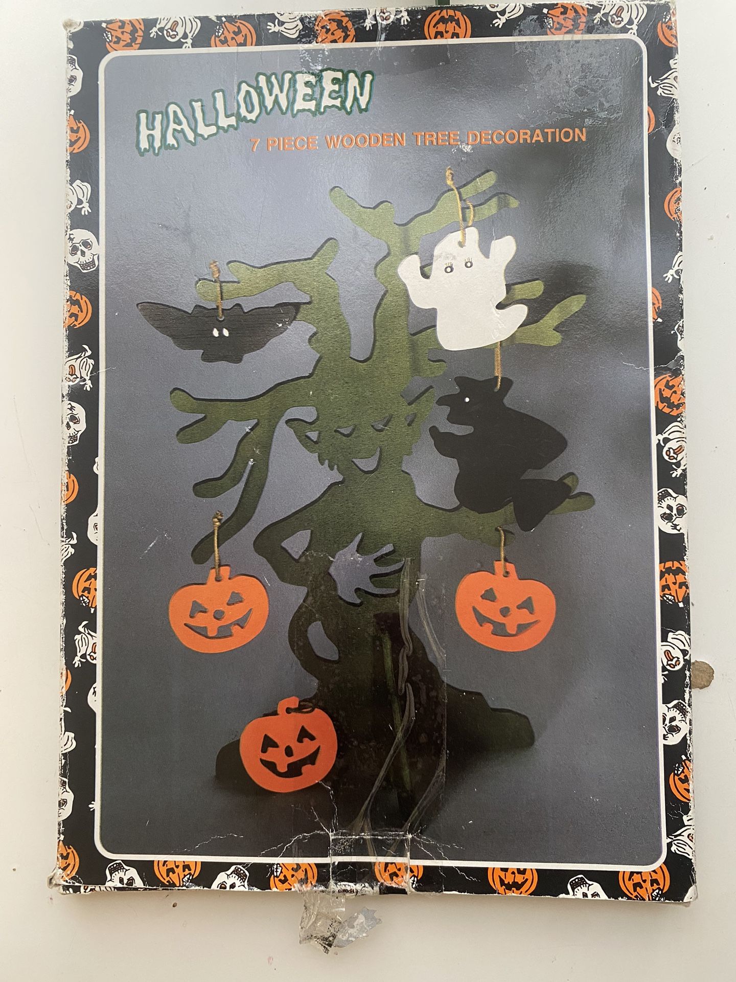 Vintage Halloween Wooden Tree Set