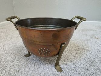 Vintage 1970s Houston International Solid Copper Footed Planter Turkey